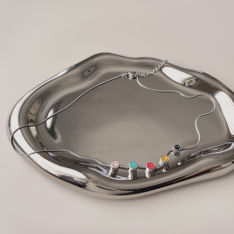 Vòng cổ Thép Titan Mặt Cười Nhiều Màu Sắc Thời Trang Hàn Quốc