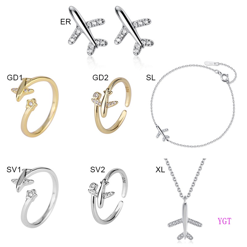 Vòng Tay / Nhẫn / Vòng cổ Đính Đá Hình Máy Bay Phong Cách Hàn Quốc Dành Cho Nữ