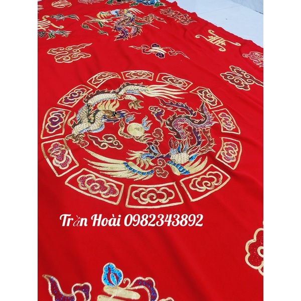Khăn áo hầu đồng - bộ khăn phủ diện , khăn tấu hương rồng phượng thêu kim sa và chỉ ngũ sắc
