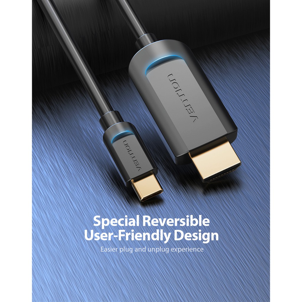 Vention Type-C To HDMI HD Video Cable 1M/1.5M/2M Laptop iPhone Huawei Samsung Xiaomi LG Phone iPad