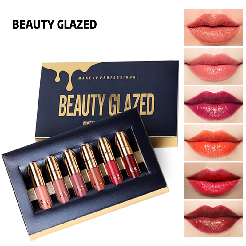 [Hàng mới về] Set 6 thỏi son kem BEAUTY GLAZED lâu trôi hiệu ứng lì