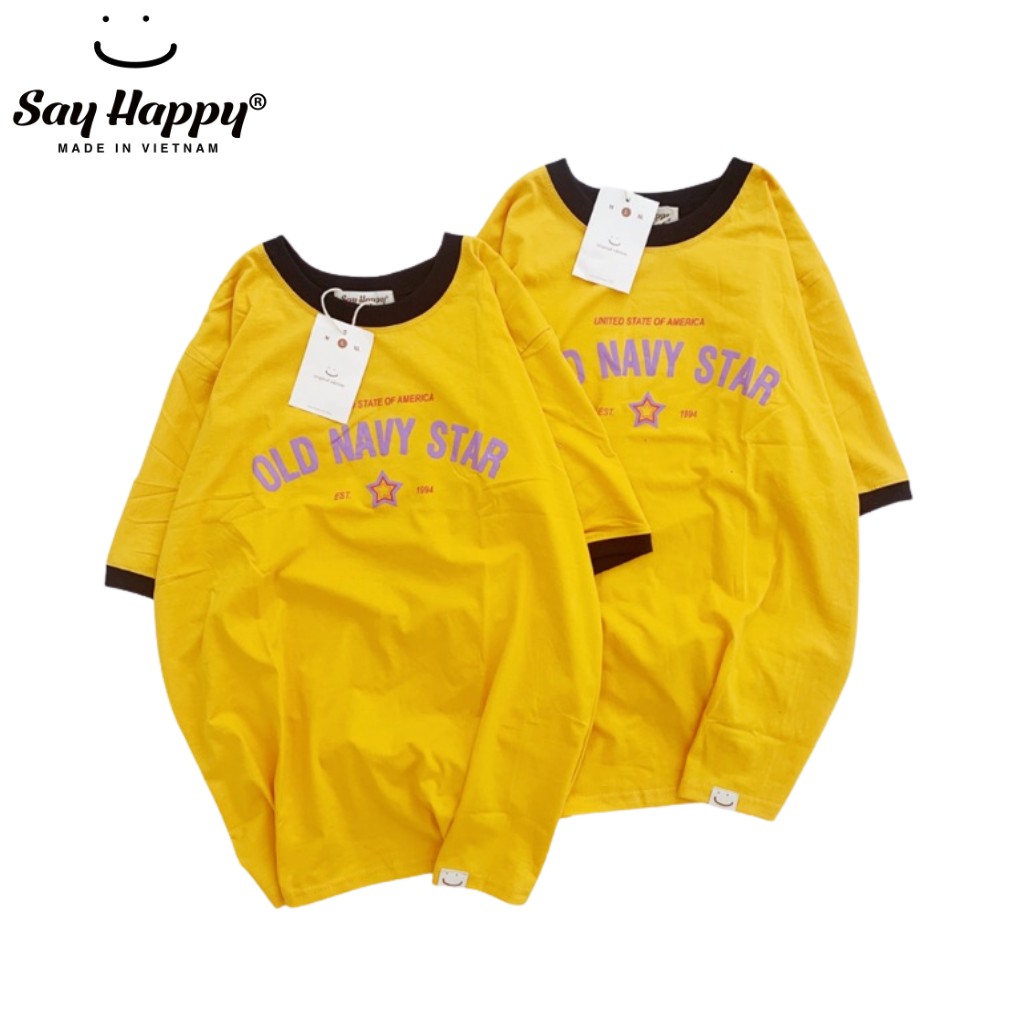 Áo Thun Nam Nữ Unisex Form Rộng Tay Lỡ In OLD NAVY START Sành Điệu Say Happy