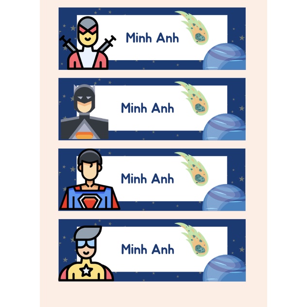 Sticker In Tên Bé Name Tag Dán Đồ Dùng Học Tập Set 120 cái In Theo Yêu Cầu Tuna