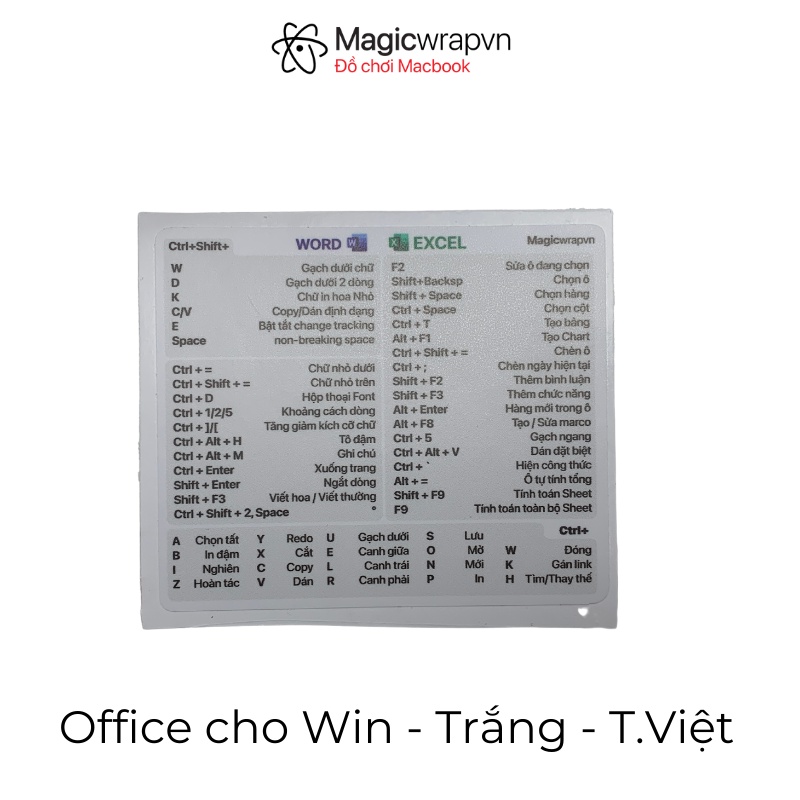 [v2] Office cho Windows 10/11 Dán phím tắt cho mọi laptop MagicWrapVn Made in Việt Nam | Shortcut Sticker Dochoilaptop