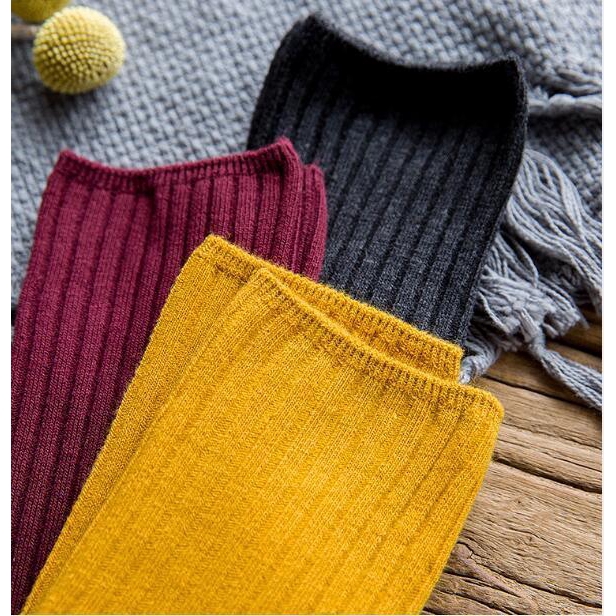 Vớ len cotton giữ ấm phong cách thể thao Hàn Quốc