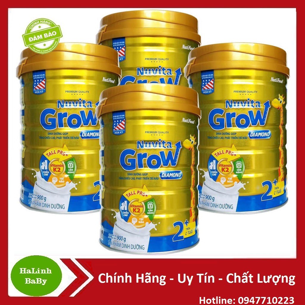 Combo 4 Lon Sữa Nuvita Grow Diamond 2+ 900g (trẻ từ 2 tuổi trở lên)