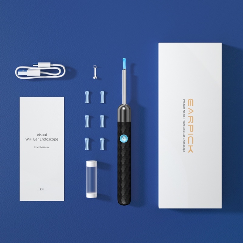 Máy lấy ráy tai camera thông minh không dây Earpick X3 có đầu nặn mụn, camera nội soi FHD 1080P dùng soi tai, mũi, họng