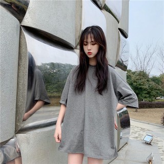 áo thun trơn nam nữ form rộng tay lửng màu xám - over basic tee xám