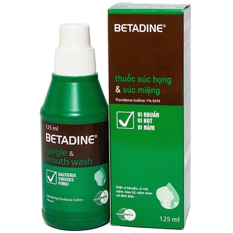 BETADINE gargle & Mouth Wash 125ml , dung dịch  súc  miệng ( hàng chính hãng )