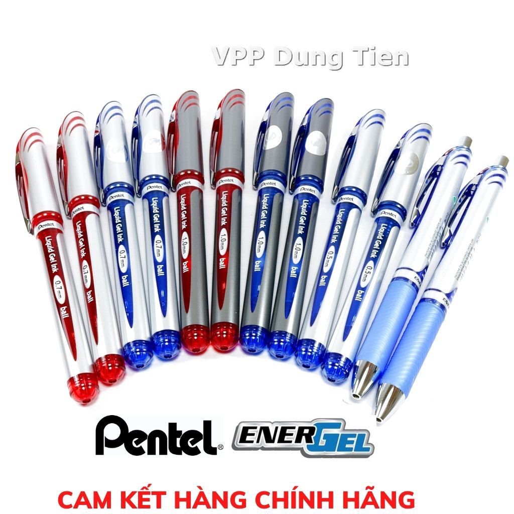 Bút ký Pentel Liquid Gel Ink nét 0.5, 0.7, 1.0mm. Ruột thay thế xanh/ đỏ