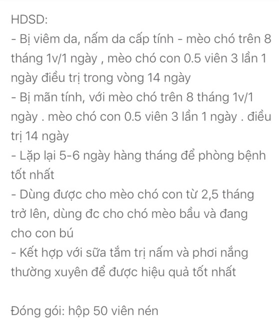 Thuốc trị nấm và viêm da chó mèo