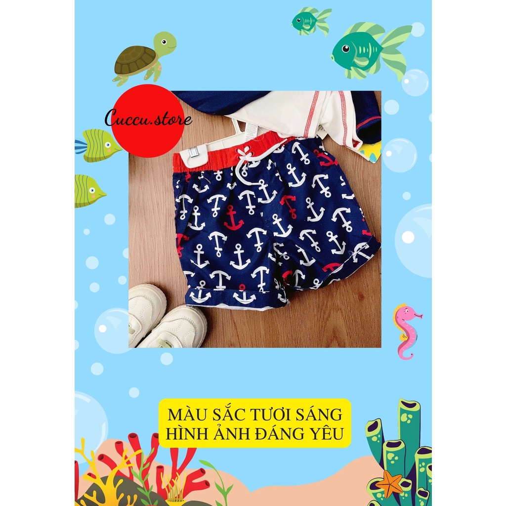 Đồ Bơi Bé Trai, Bộ Bơi Rời Bé Trai Cao Cấp Thời Trang Họa Tiết màu đỏ Size 6 tháng-24 tháng (ko kèm mũ)