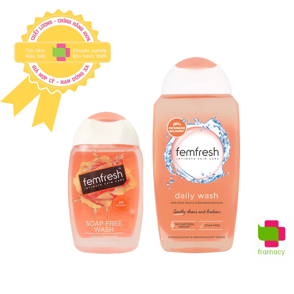 Dung dịch vệ sinh phụ nữ khử mùi Femfresh Daily Intimate Wash, Úc/UK (250ml/150ml) làm sạch không gây dị ứng