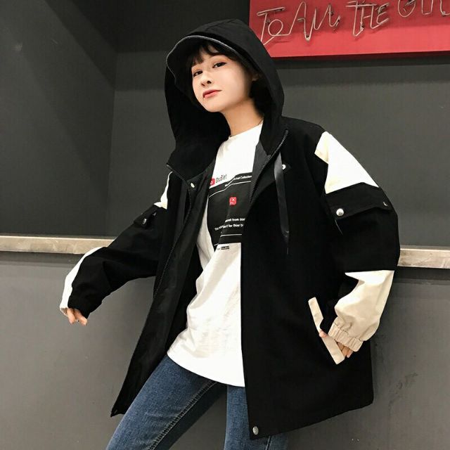 [Chất lượng] Áo khoác kaki phom rộng phối tay hot hit