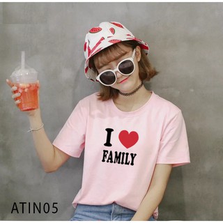 ÁO THUN IN NHIỆT - NHÓM - GIA ĐÌNH IN CHỮ I LOVE FAMILY ĐỦ MÀU ĐỦ SIZE - ATIN05