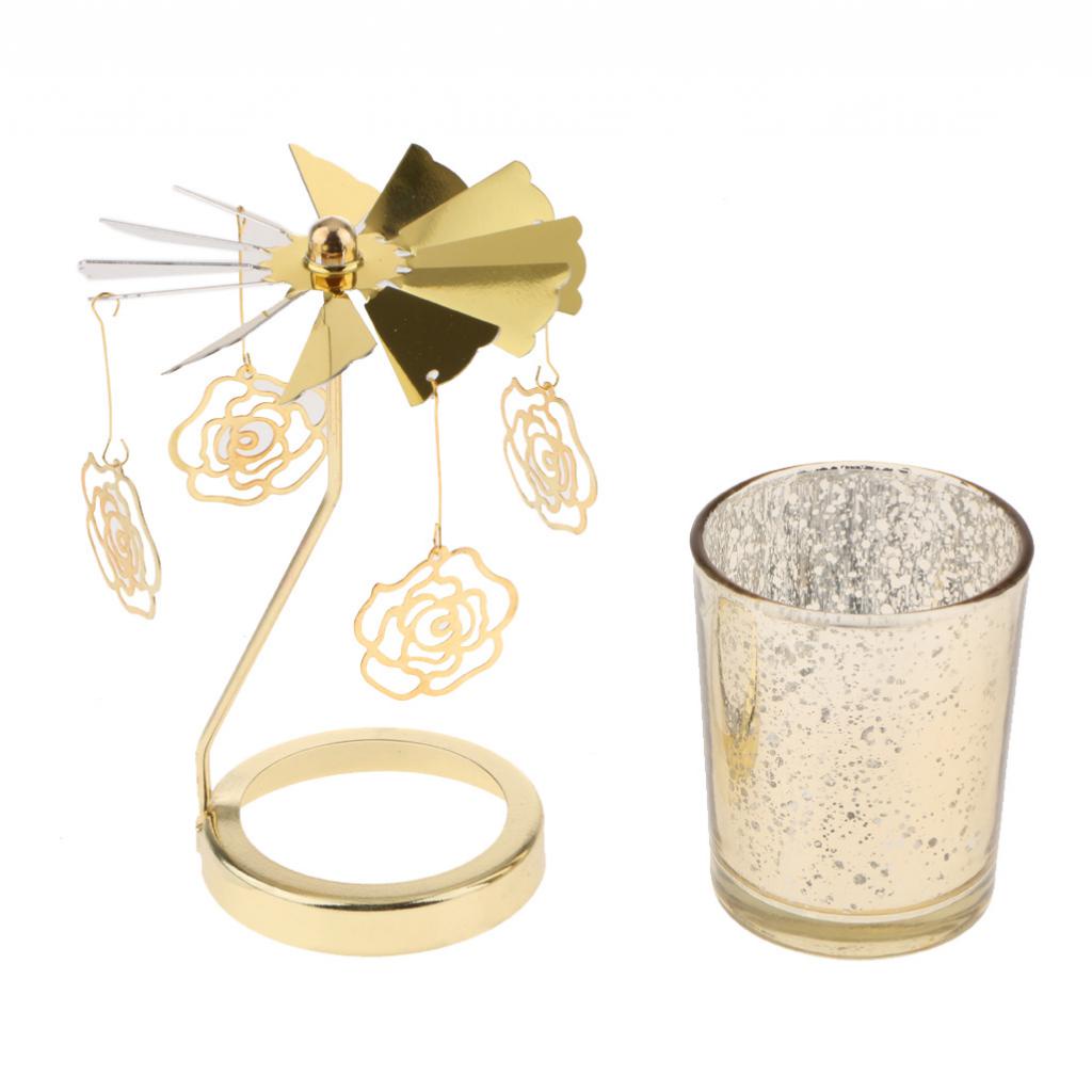 Auto Rotating Spining Tea Light Votive Candle Holder Home Decoration -Star