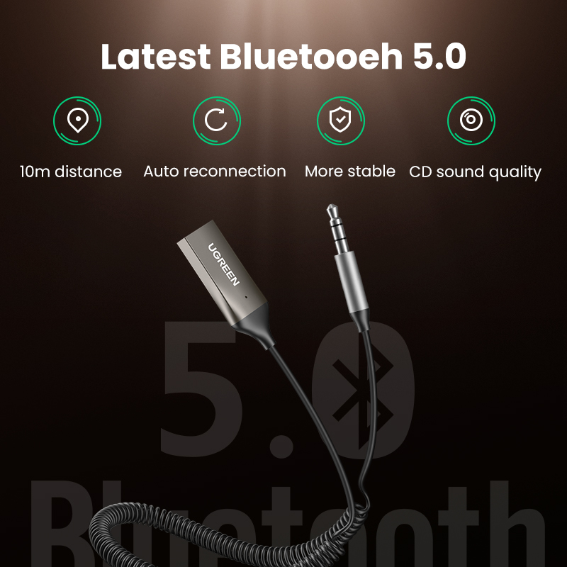 UGREEN Thiết Bị Thu Phát Bluetooth 5.0 Jack Cắm 3.5mm Cho Xe Ô Tô