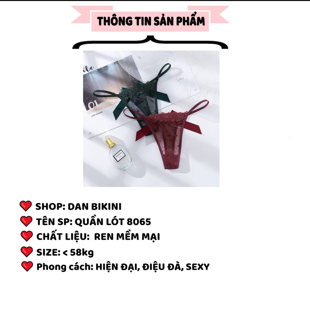Quần Lót Nữ Ren lọt khe xuyên thấu dây hai mảnh đính nơ to điệu đà sexy quyến rũ mã 8065 | BigBuy360 - bigbuy360.vn
