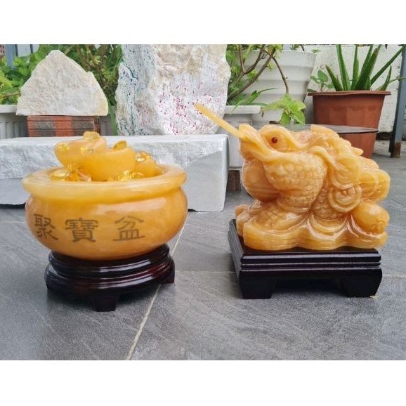 Bát tụ tài  16cm đá Ngọc Hoàng Long + 10 thỏi vàng