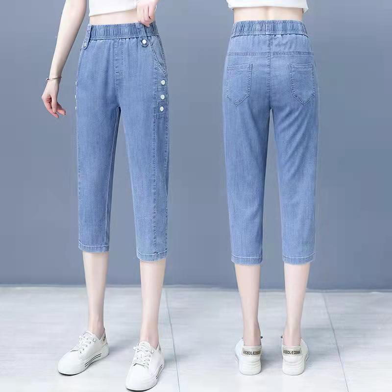 Quần jeans Lửng Lưng Thun Co Giãn Thời Trang Mùa Hè 2022 Cho Nữ