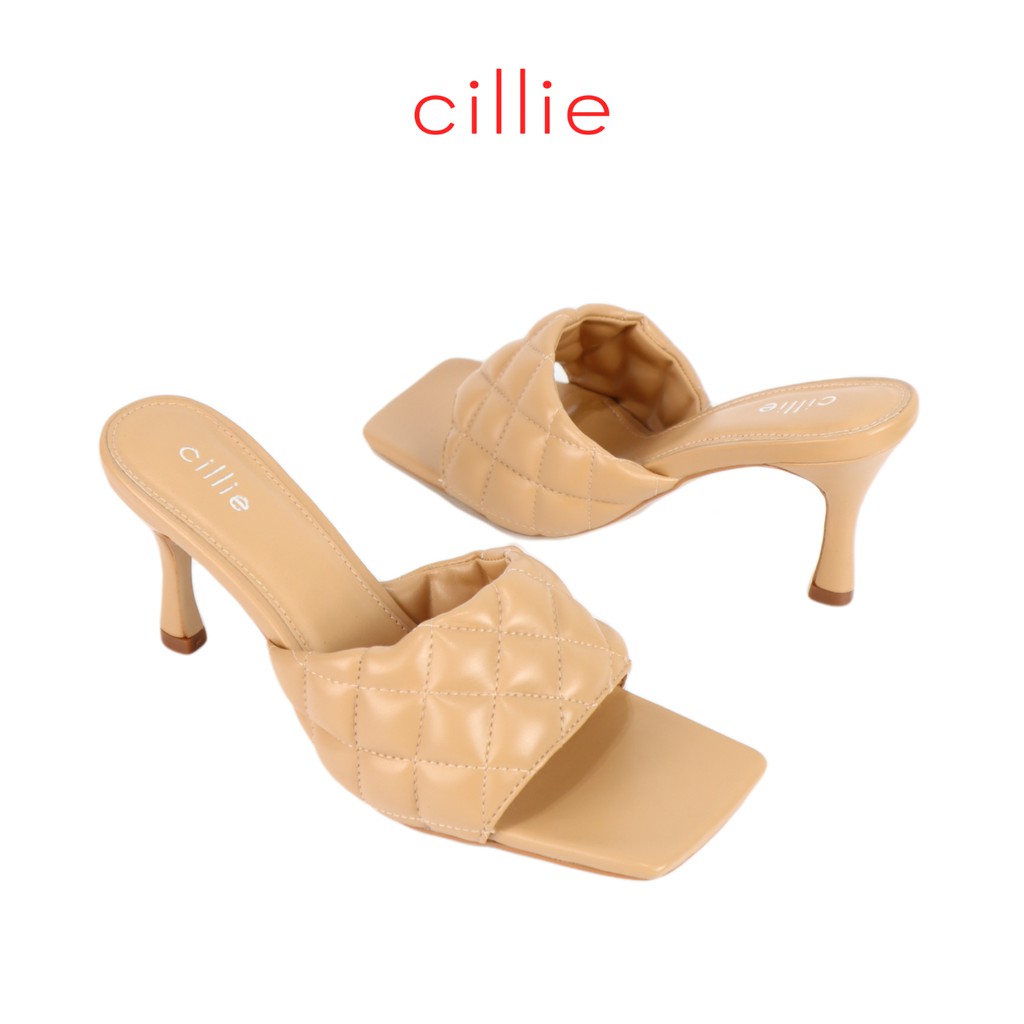 Guốc nữ thời trang mũi vuông quai ngang phối chằn chỉ độc đáo gót nhọn thanh mảnh 7cm đi làm dạo phố Cillie 1176