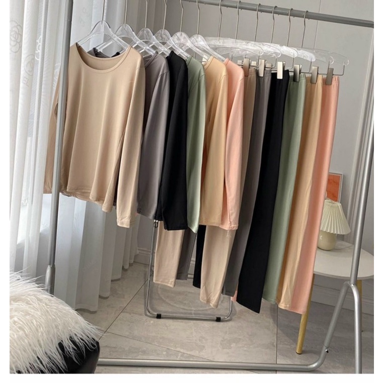 Bộ mặc nhà body thu đông chất cotton co giãn bốn chiều Hàn Quốc