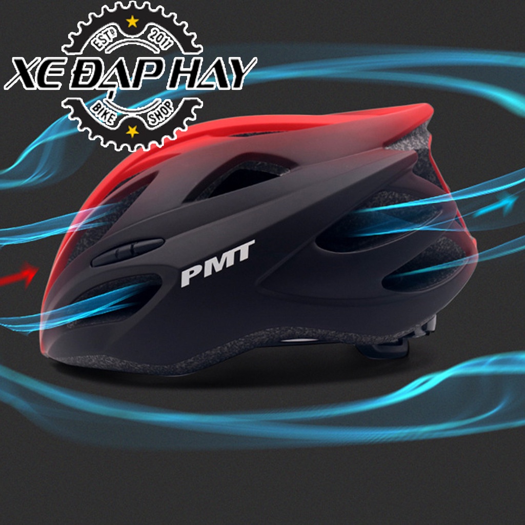 [Phụ kiện xe đạp cao cấp] Mũ Nón Bảo Hiểm Đạp Xe Thương Hiệu PMT K15 | Màu Đen Đỏ, SIZE M  55-58Cm | SIZE L  58-61Cm