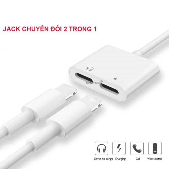Cáp Chuyển Đổi 2 Cổng Chân Lightning Có Mic Đàm Thoại Jack Chuyển Đổi Tai Nghe Iphone Vừa Sạc Vừa Nghe Nhạc