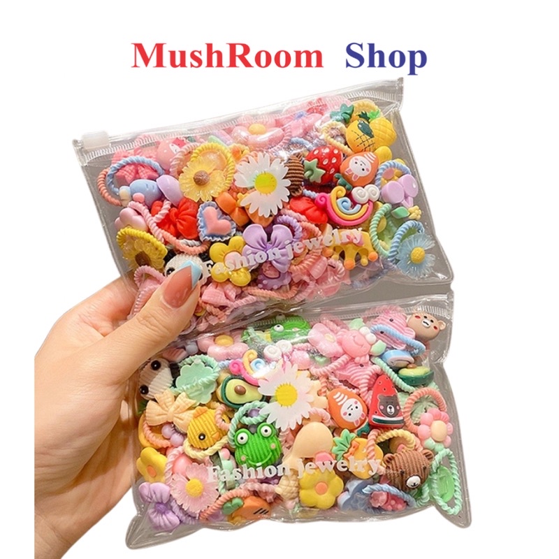Set 10 Dây Buộc Tóc Họa Tiết Hoạt Hình Phong Cách Hàn Quốc Dễ Thương Cho Bé Gái