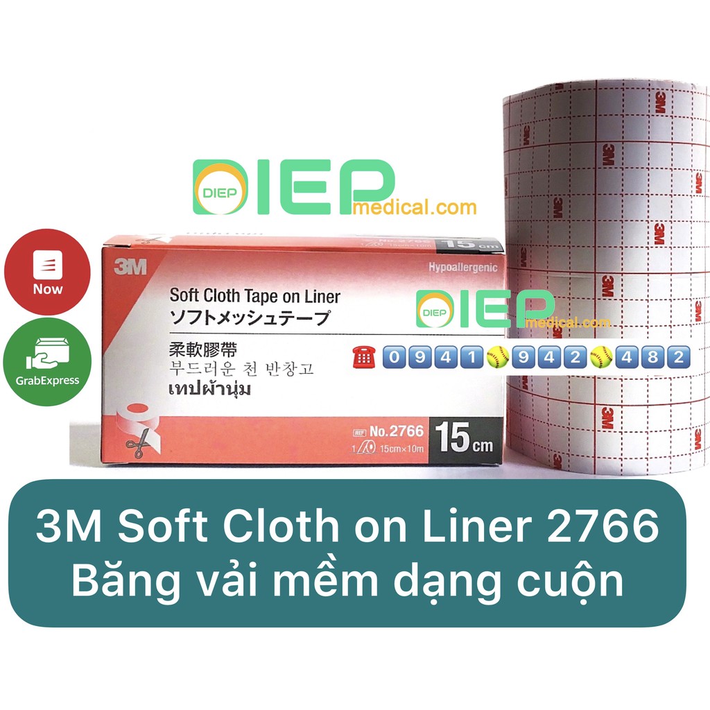 ✅ 3M SOFT CLOTH TAPE ON LINER (mã 2766) 15cmx10m - Băng vải mềm dạng cuộn (mã 2766) 15cmx10m   (Chính hãng 3M - Mỹ)