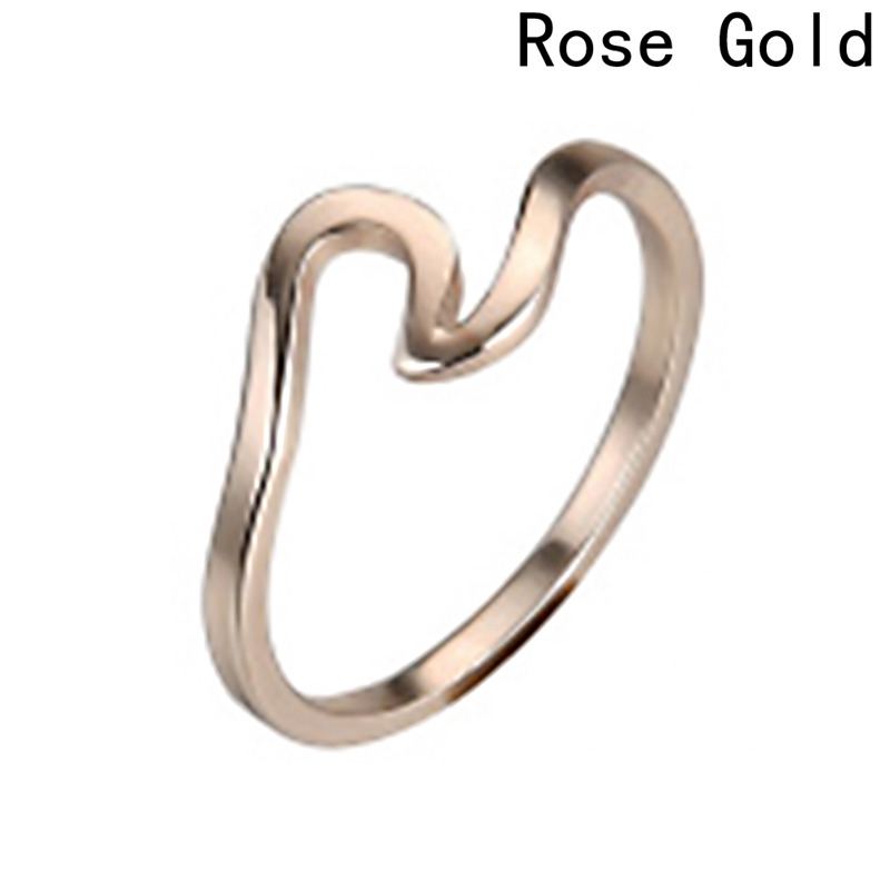 Nhẫn mạ vàng hồng kiểu dáng gợn sóng phong cách Hàn Quốc thời trang