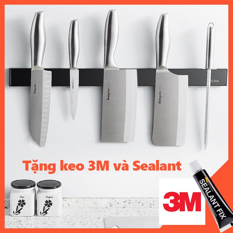 Giá để dao (kệ để dao), thanh ngang INOX 304 kiểu IKEA hít dao nam châm từ tính