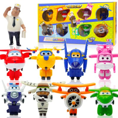 Hộp 8 và 9 nhân vật đội bay siêu đẳng Super wings biến hình thành máy bay và robot ( mẫu mới 2020)