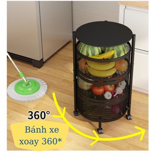 Kệ đa năng ✨freeship✨ kệ sắt tròn xoay 360* - chất liệu thép không gỉ có bánh xe di chuyển siêu tiện ích
