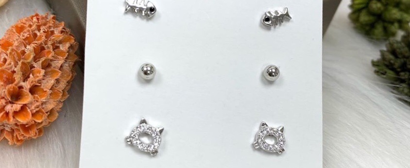 Set khuyên tai 3 đôi bạc thật mạ vàng trắng siêu đẹp (sao, tròn, mô hình kim )