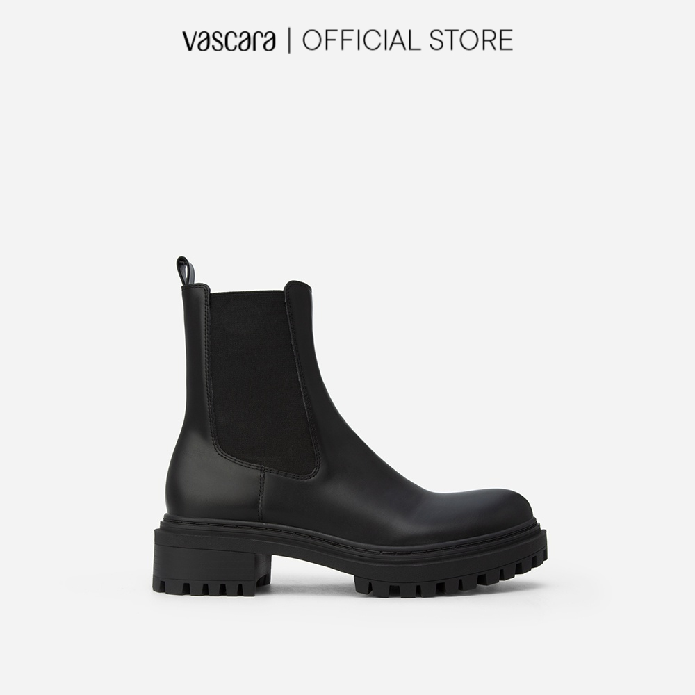 Vascara Chelsea Boots Cổ Vừa Lug-Sole BOT 0907 Màu Đen