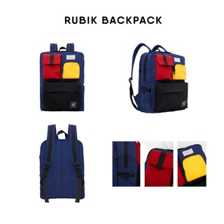 Balo Túi Hộp Phối Màu Thời Trang Vải Canvas Cao Cấp RUBIK BACKPACK - Chống Nước Có Ngăn Laptop Tote Talk