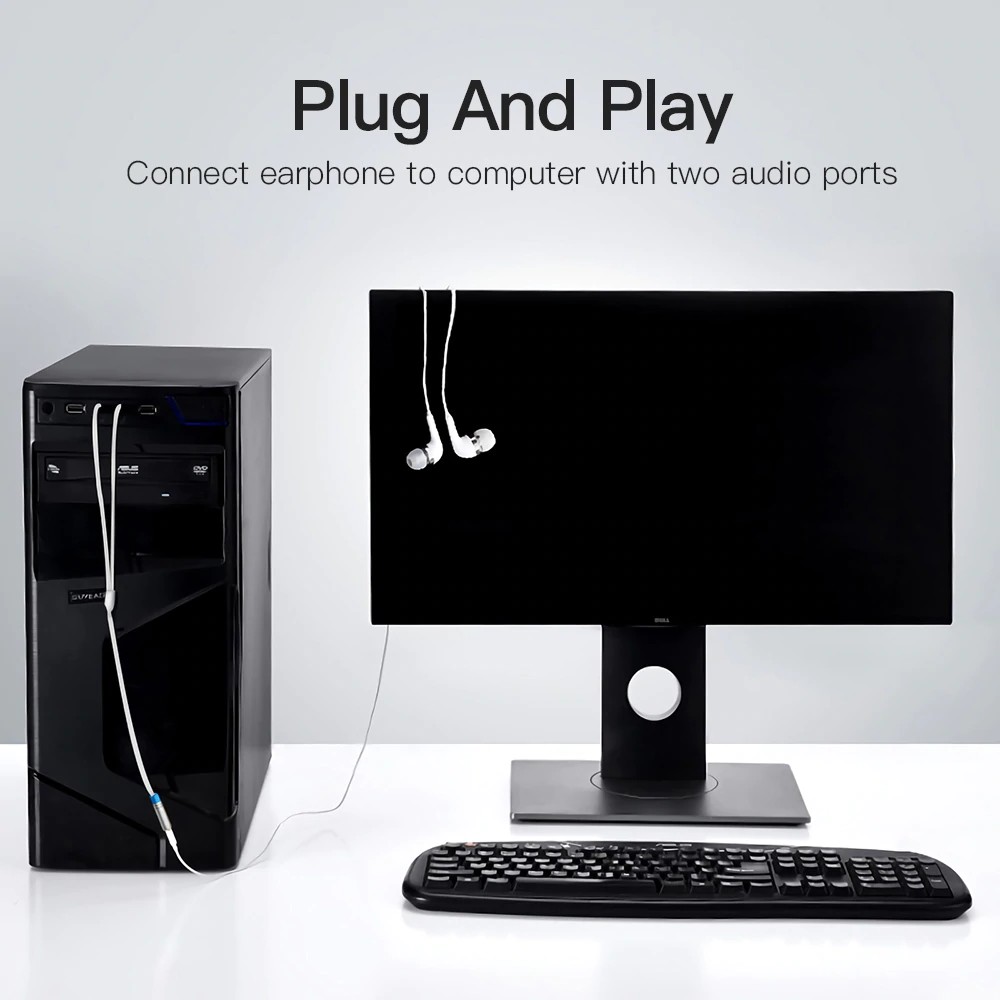 Dây chia âm thanh chữ Y đầu cắm 3.5mm cho máy tính tiện dụng