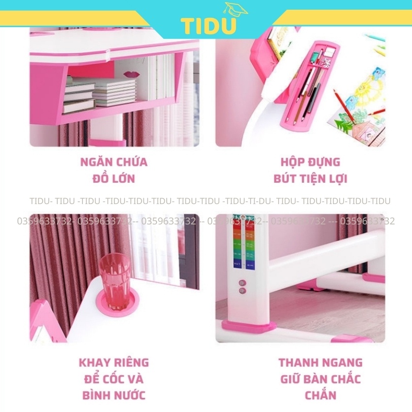 bộ bàn ghế học sinh chống gù chống cận thông minh cho tre em Tidu Z04 kích thước lớn 50x80