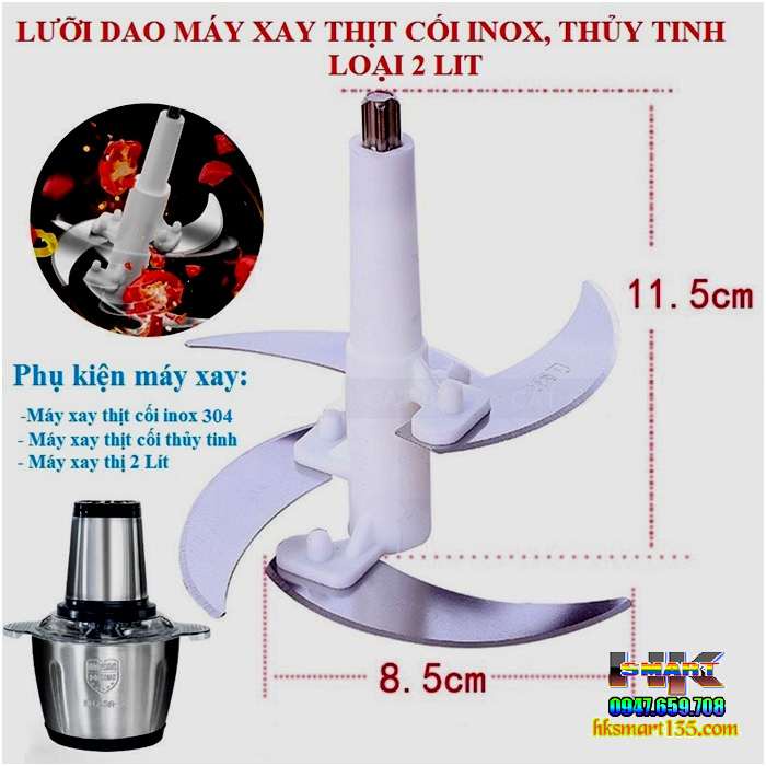 (Siêu HOT) Máy Xay Thịt Đa Năng Cối 2L Inox 304, 4 Lưỡi Dao Thép Không Gỉ, Xay Sinh Tố, Thịt, Cá, Rau Củ Hoa Quả