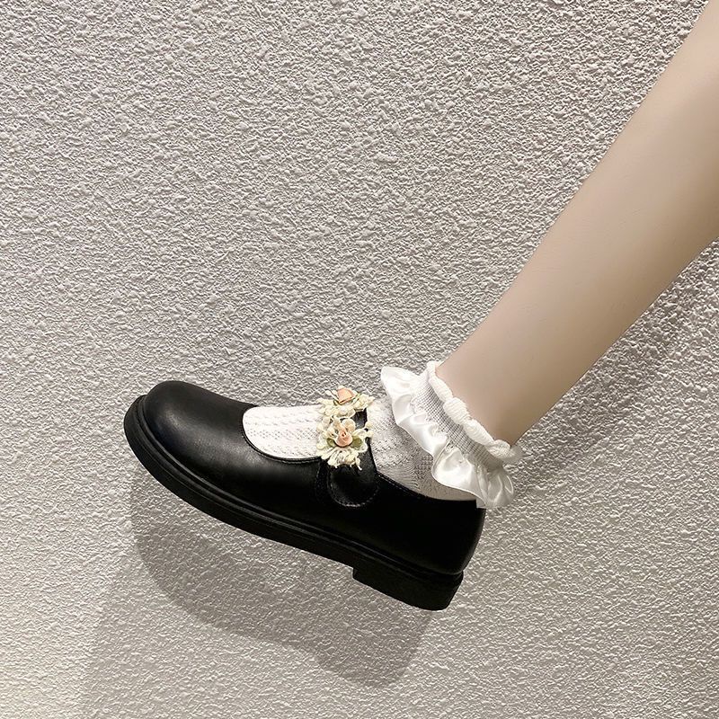 Giày Da Mềm Họa Tiết Hoa Thời Trang Dễ Phối Đồ Cho Nữ