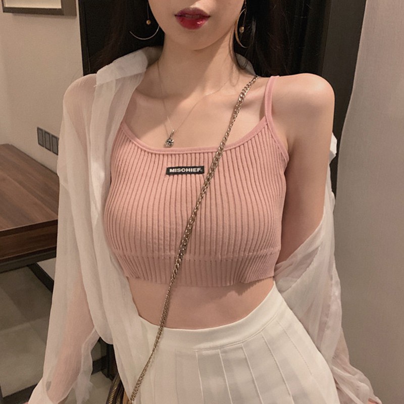 QKOOLE Áo hai dây  phong cách Hàn Quốc quyến rũ cho nữ