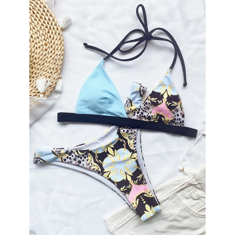 [BKN858] &lt;ÂU&gt; SET BIKINI XANH BLUE HOẠ TIẾT