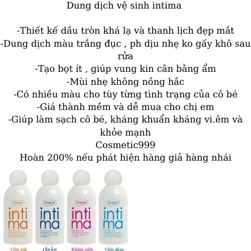 Dung dịch vệ sinh intima, dung dịch vệ sinh phụ nữ intima chính hãng Cosmetic999