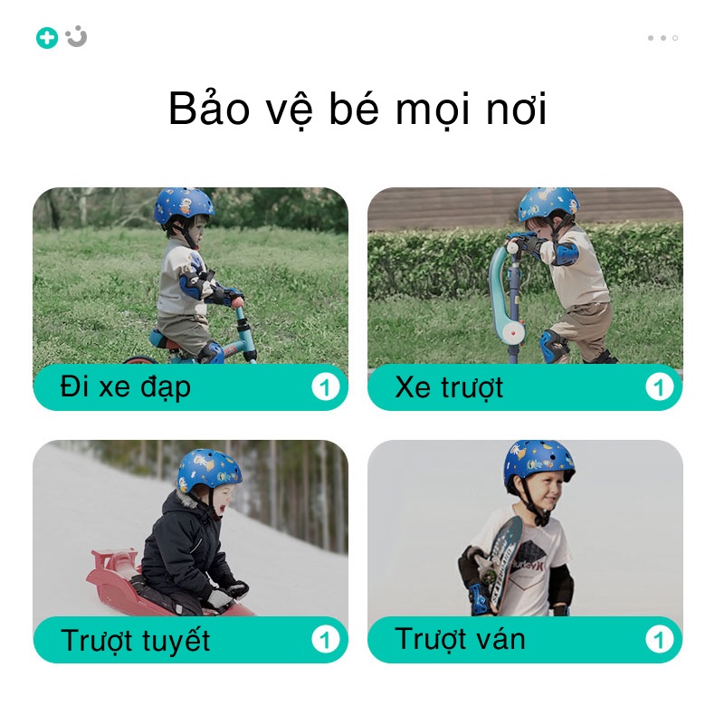 Đồ bảo hộ chân tay cao cấp KUB, mũ nón bảo hộ cho bé an toàn khi chơi thể thao
