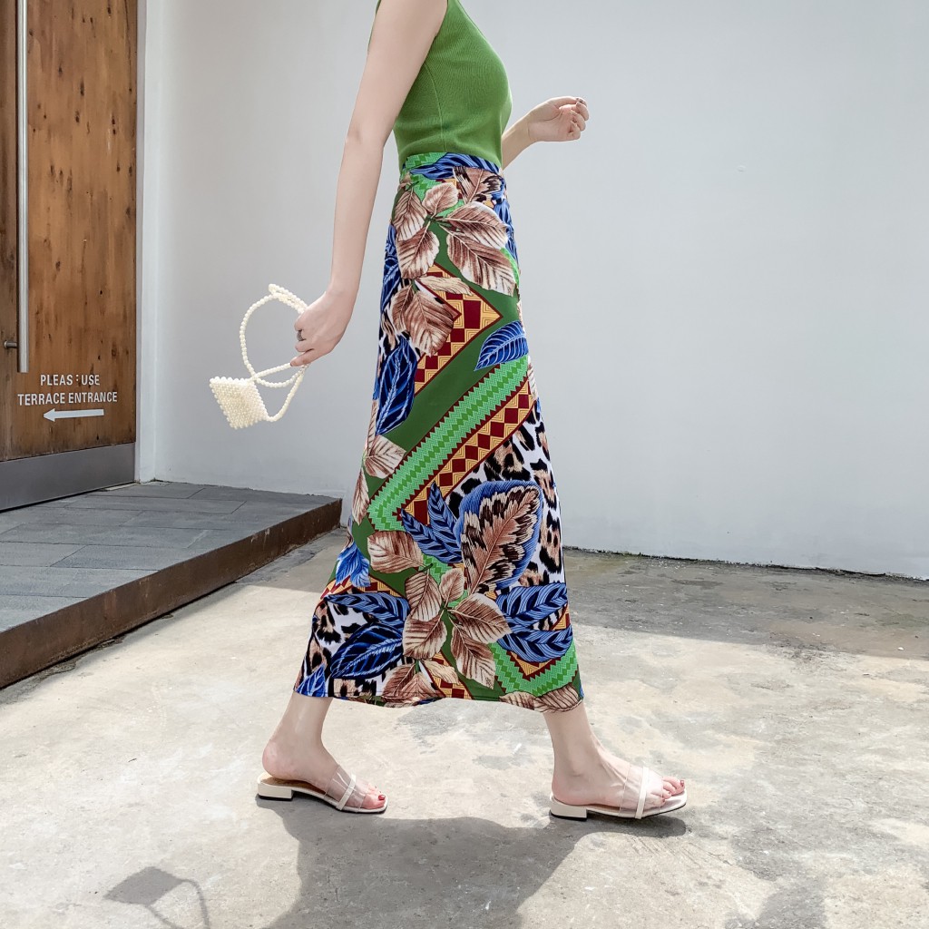 Chân Váy Maxi Vải Voan In Hoa Có Thể Điều Chỉnh Phong Cách Bohemian Dành Cho Nữ Đi Biển Mùa Hè