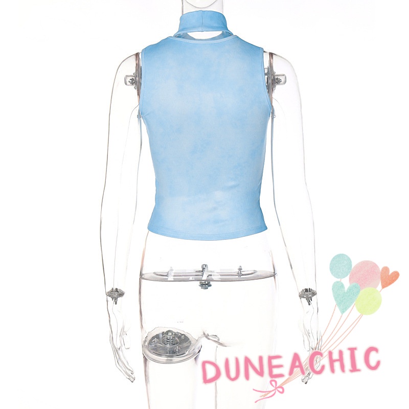 DUNEA Áo Tank Top Sát Nách In Hoạt Hình Phối Khăn Choàng Dễ Thương Cho Nữ
