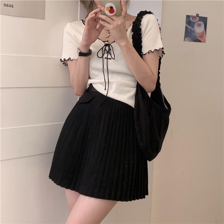 Áo Kiểu Tay Ngắn Cổ Chữ V Thời Trang Mùa Hè Hàn Quốc 2022 Cho Nữ