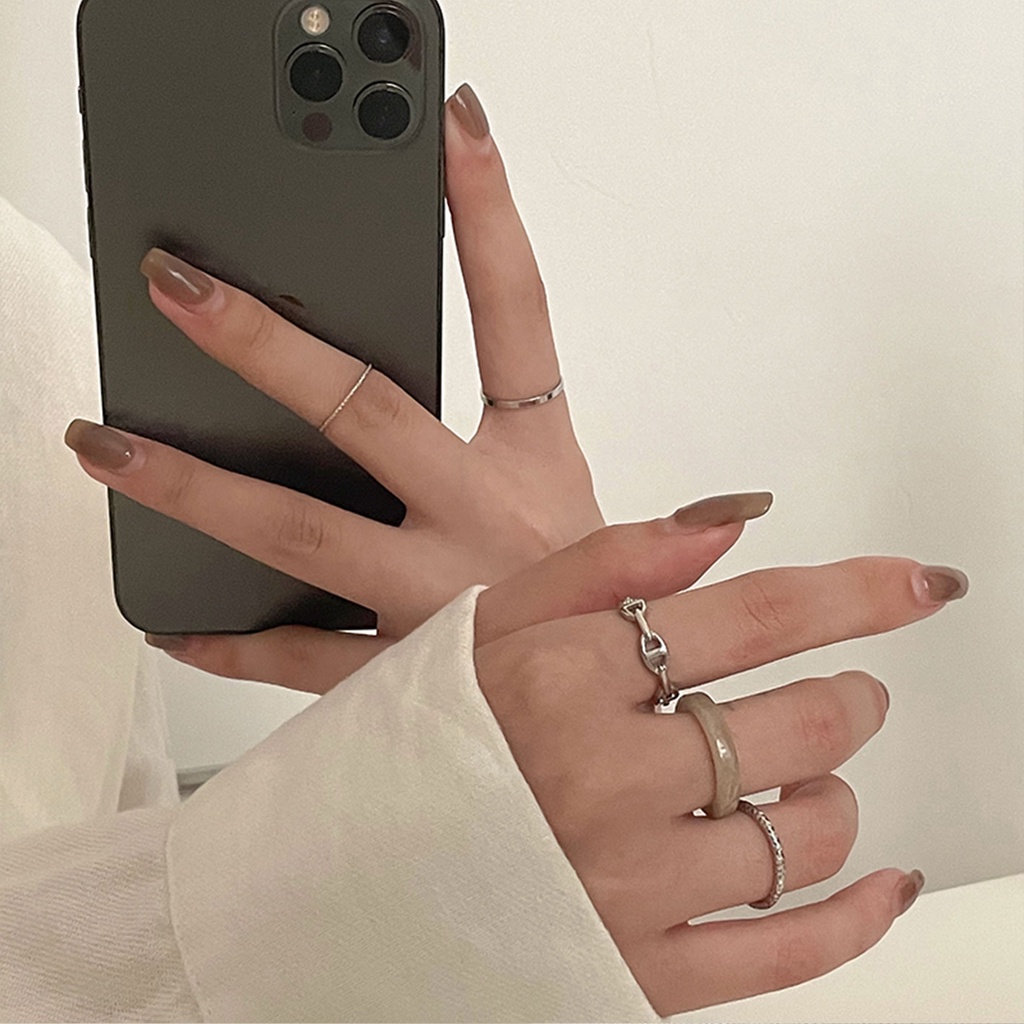 Bộ Năm Nhẫn Đeo Ngón Chân Bằng Nhựa Resin Hình Mũi Heo Phong Cách Hàn Nhật Cá Tính Thời Trang Cho Nữ