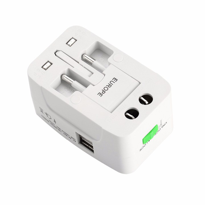 Ổ cắm điện quốc tế du lịch đa năng 2 cổng USB Universal Travel AC Adapter